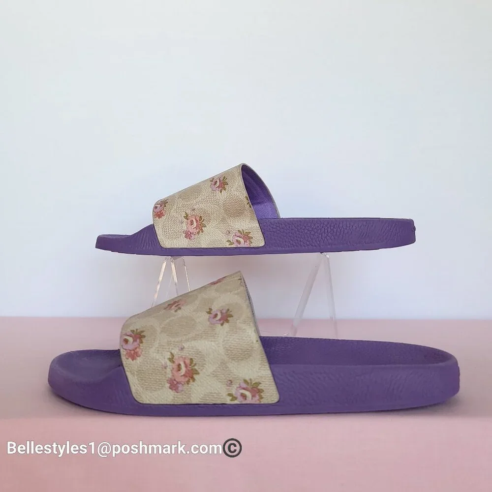 COACH Udele Sport Slide In Signature Canvas w Floral Print-Women’s Size 9B-Sand⭐ - Picture 11 of 16